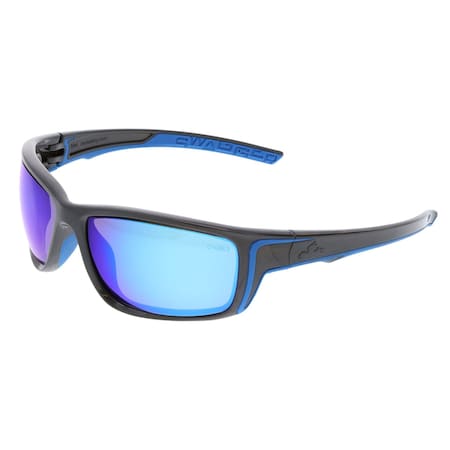 Mcr Safety Swagger (SR4), Safety Glasses, Anti-Scratch, Blue Mirror Lens, Gun Metal Frame, Full-Frame, 12 PK SR438B